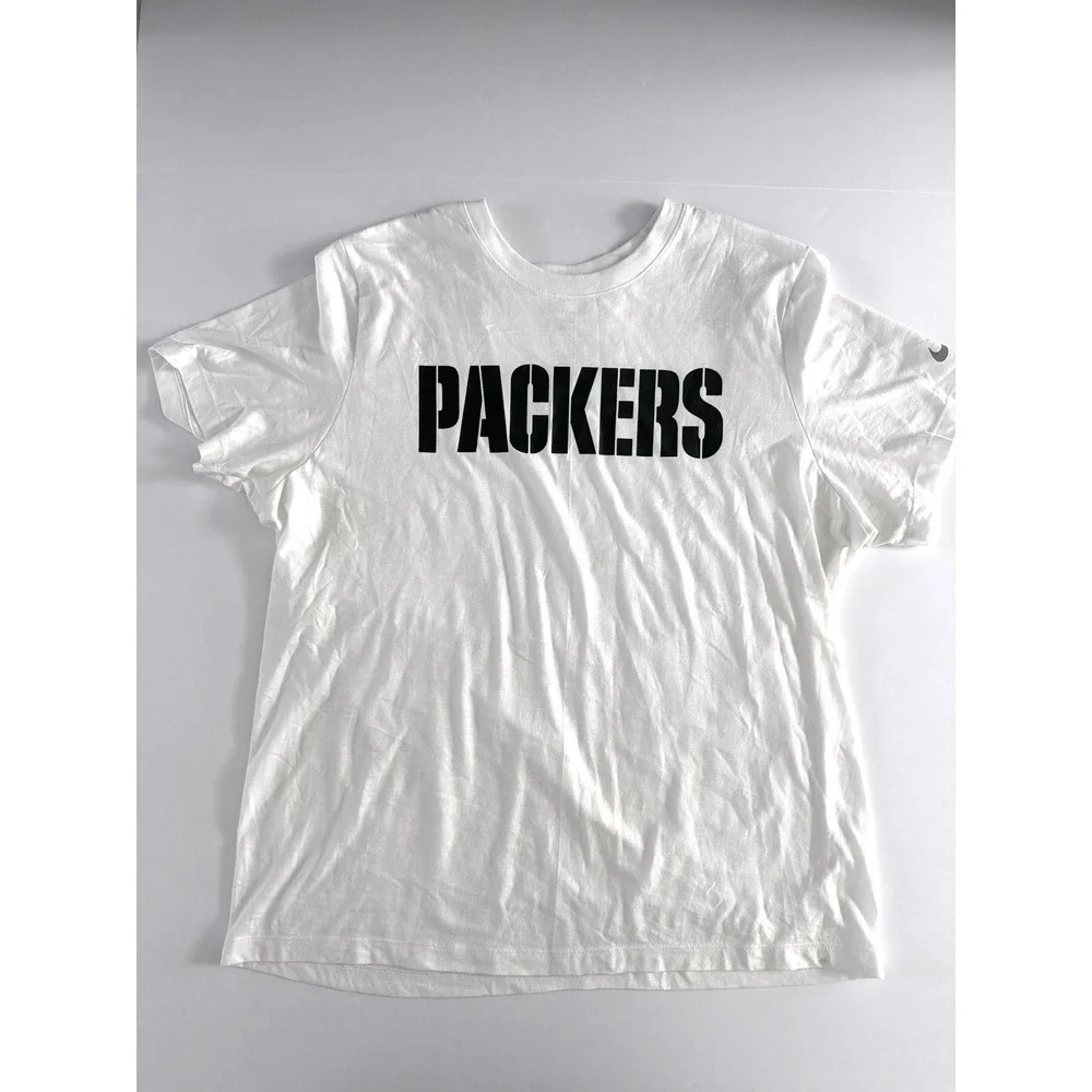 Nike Green Bay Packers T-Shirt Mens XL White Stencil Graphic The Nike Tee NFL